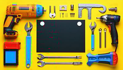 Newsletter signup illustration featuring repair tools and technology symbols